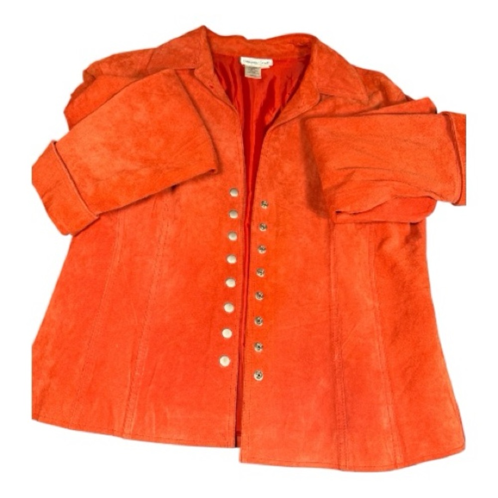 Coldwater Creek size medium rust orange 100%  vintage suede leather jack…